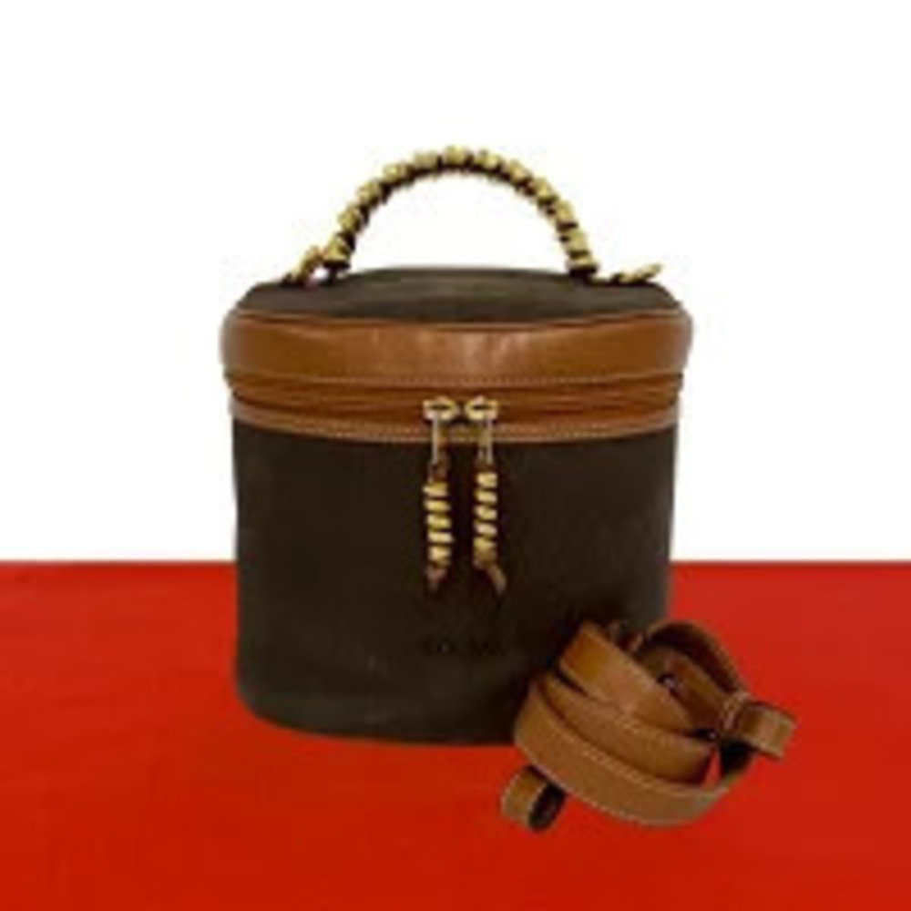 Loewe Velzquez Twist Handle Leather Vanity 2Way Shoulder Bag Brown